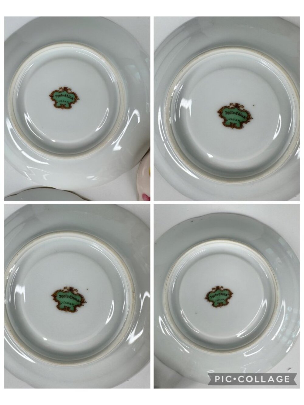 Japanese Jyoto China Floral Tea Cup & Saucer Set Porcelain 4-Piece Pastel Vtg - Picture 7 of 16
